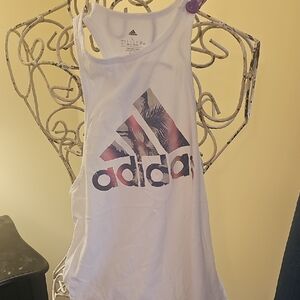 Adidas White Tank with Tropical Logo